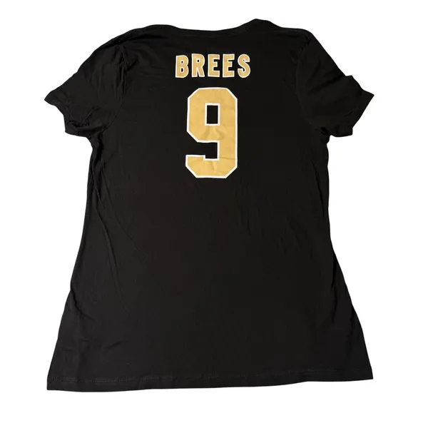 NFL Team Apparel New Orleans Saints Drew Brees 9 Black V-Neck Tee Womens M NEW - Image 2