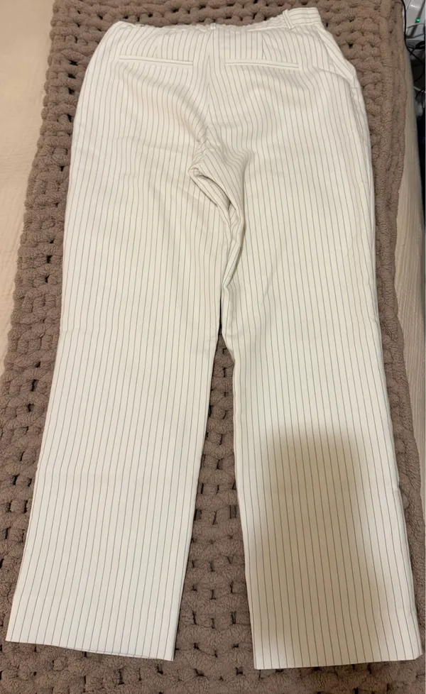 Abercrombie & Fitch Cream Pinstripe Wide-Leg Pants - Image 8