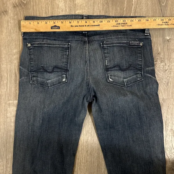 SEVEN FOR ALL MANKIND Bootcut Jeans Women‎ Size 30 Dark Wash Stretch Made In USA - Image 6