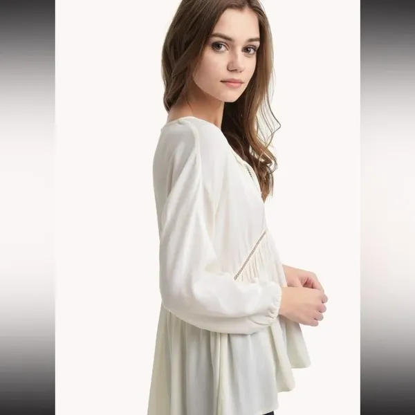 $148 NWT 7 for all mankind Sz‎ M KATELLA 3/4 SLEEVE V-NECK SLIP-ON BLOUSE - Image 4