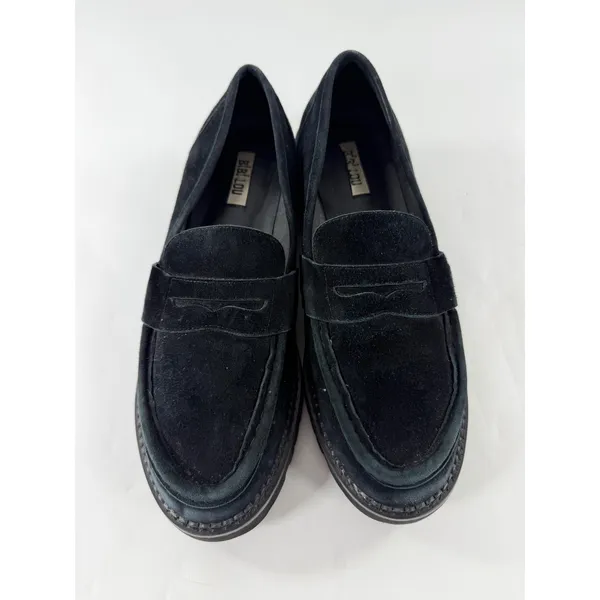 Bibi Lou Black Suede Lug Sole Penny Loafers Women Size 40 Preppy Platform Shoes - Image 5