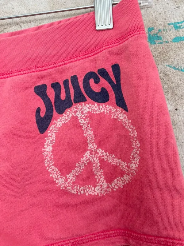 Y2K Vintage Juicy Couture Peace Sign Micro Shorts - Image 2