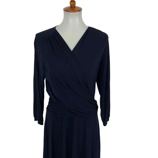 Bess And George Dress Medium Blue Long Sleeve Retro‎ Elegant Workwear - Image 2