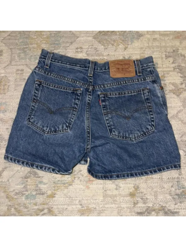 Levi's denim shorts feature a classic medium wash and a high-waisted fit - Image 2