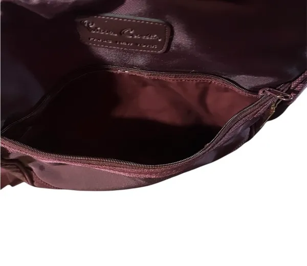 Vintage Pierre Cardin Nylon Backpack Bookbag Carryon Messenger Bag Nylon Zip closure Zip outside pocket Adjustable Straps Leather logo - Image 5
