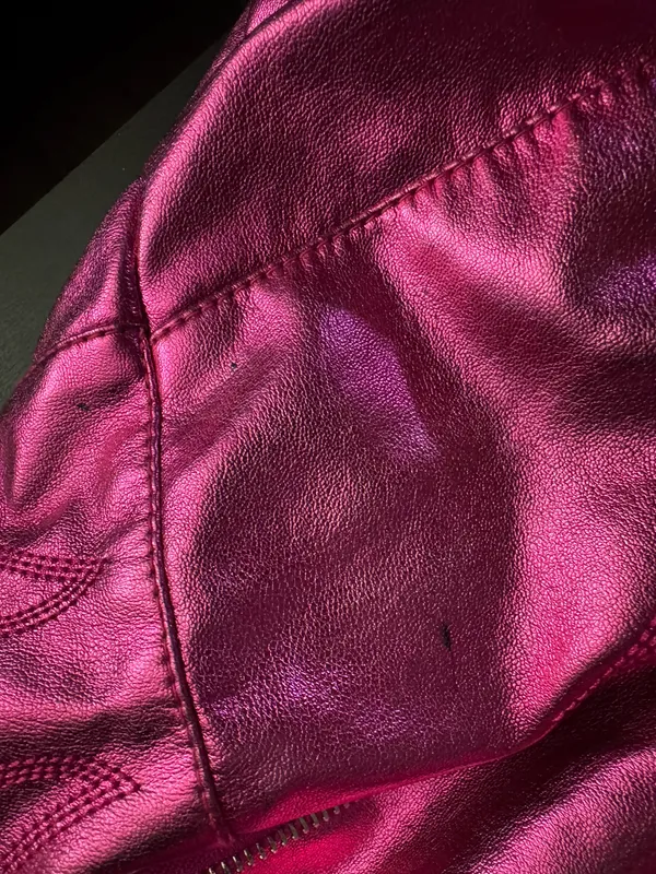 Akira Azalea Wang Pink Metallic Faux Leather Moto Jacket - Image 7