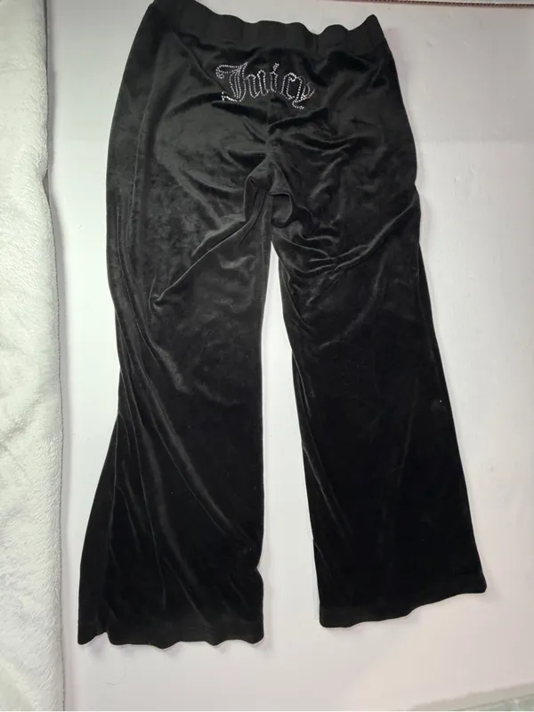 Y2K-inspired Juicy Couture Black Velour Pants • Size XL - Image 9