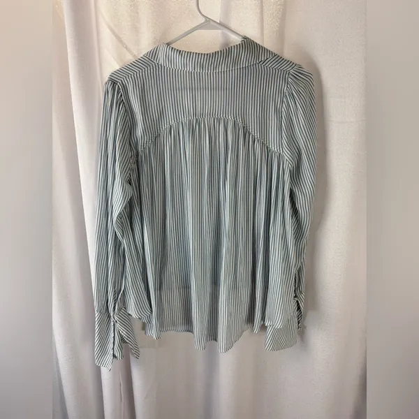 FREE PEOPLE Modern Muse Striped High Low Blouse Size Small Oversized EUC 631‎ - Image 4