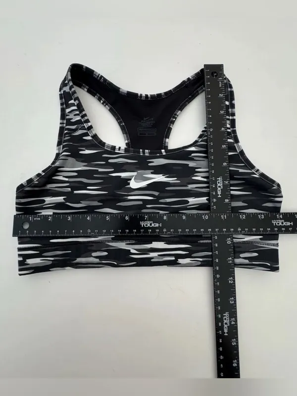 Nike Dri-FIT Camouflage Sports Bra Size M - Black/Gray Athletic Workout Crop Top - Image 2