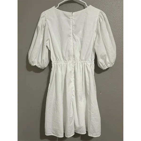 Abercrombie & Fitch White Puff Sleeve Cottagecore Mini Dress Women’s Size Medium - Image 6
