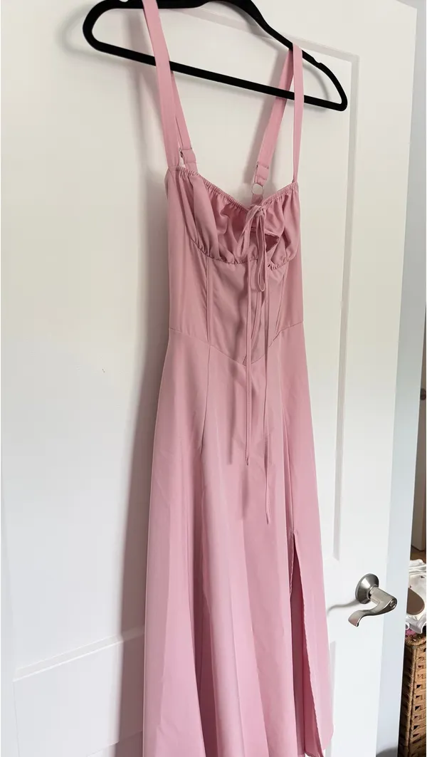 Baby Pink Corset Midi Dress - Image 3