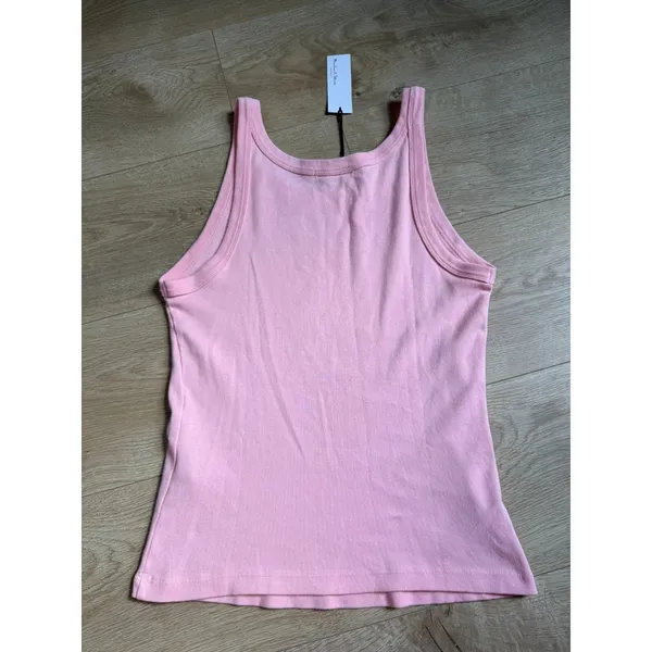 NWT‎ Michael Stars cassie thin binded tank top 1x1 cotton pink grapefruit sz OS - Image 2
