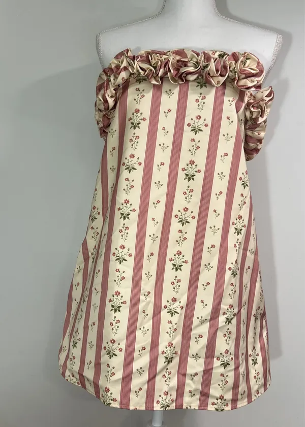 WeWoreWhat Cream and Pink strapless Floral Mini Dress size 0 NWT - Image 2