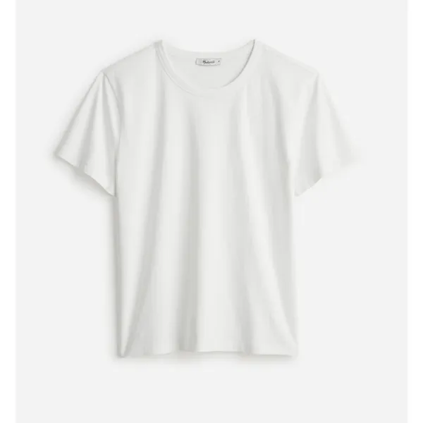 Madewell Cotton Perfect Crewneck Tee Eyelet White Basics Womens Small NWT - Image 4