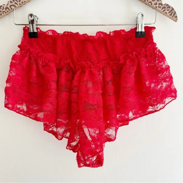 Free People Red House Party Micro Shortie Shorts Size S - Image 3