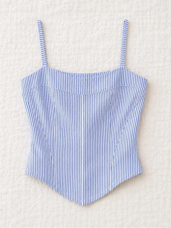 edikted blue striped corset tank XS - Image 4