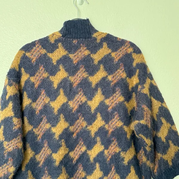 Lucky Brand Wool Blend Boho Longline lona Cardigan Brown/Navy Size Small - Image 8
