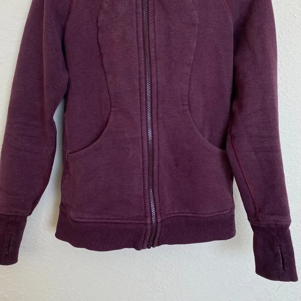 Lululemon zip up Scuba Classic Cotton Fleece Heathered Bordeaux Drama size‎ 4 - Image 6