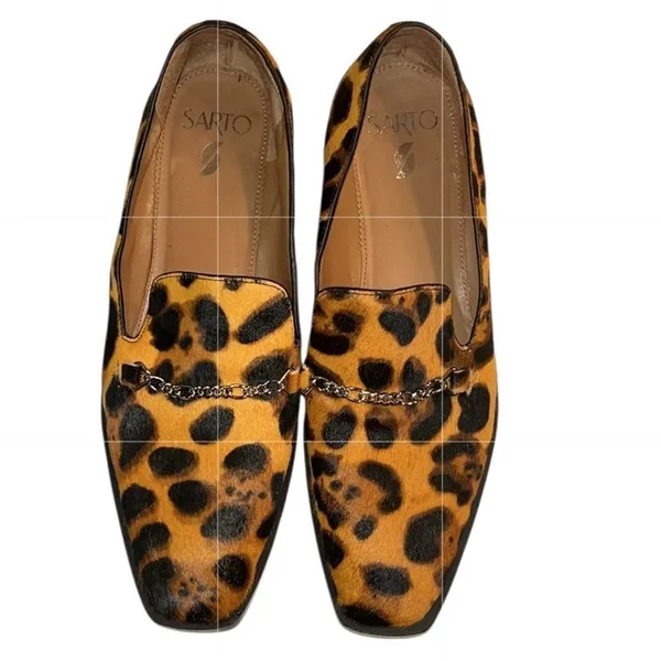 Franco Sarto Square Mouth Calf Hair Leather Animal Print Loafer(Size 8M) - Image 2