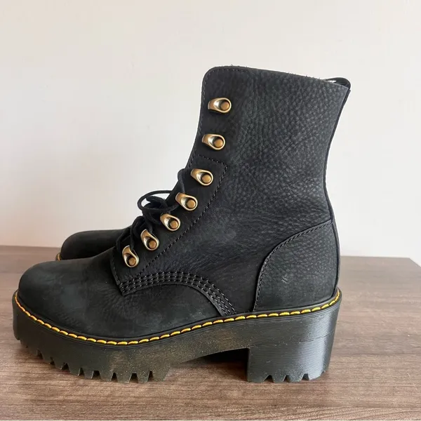 DR. MARTENS NEW Women's Leona Black Nubuck Leather Boot Size 9 #242631 - Image 3