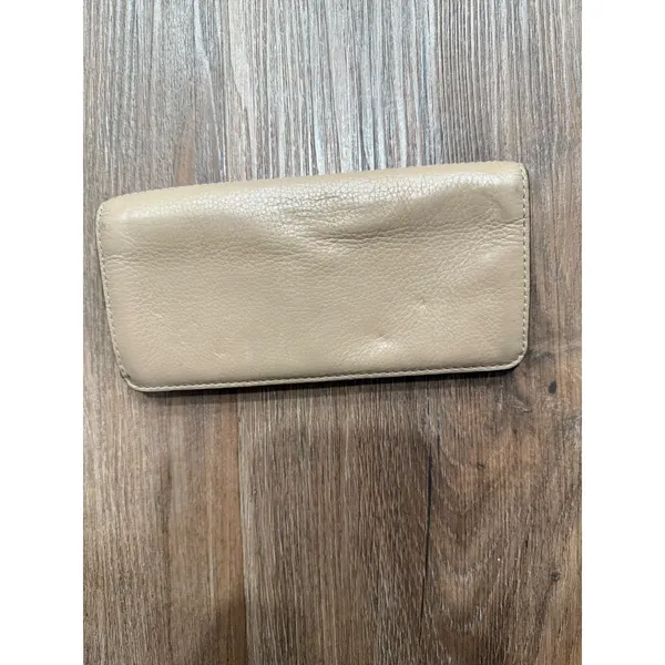 Marc Jacobs Beige Leather Wallet Snap‎ Closure Card Holder Zip Pocket - Image 3