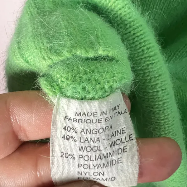 Vintage‎ Angora Wool Top Women's Medium Lime Green Made In Italy Luxury - Image 5