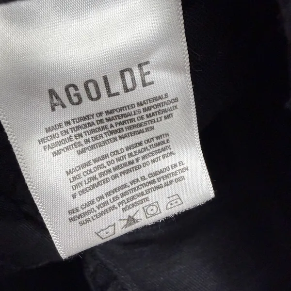 Agolde Riley Long Jeans Womens Size 25 Black Button Fly Denim 27" A9090-1288 - Image 8