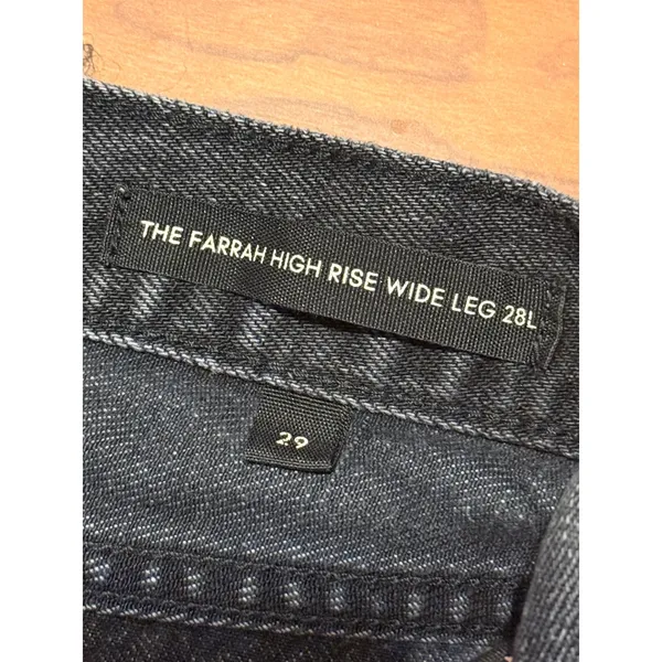 Denim Forum Farrah High Rise Wide Leg Jeans Washed Black 29 Raw Hem 26 Inseam - Image 4