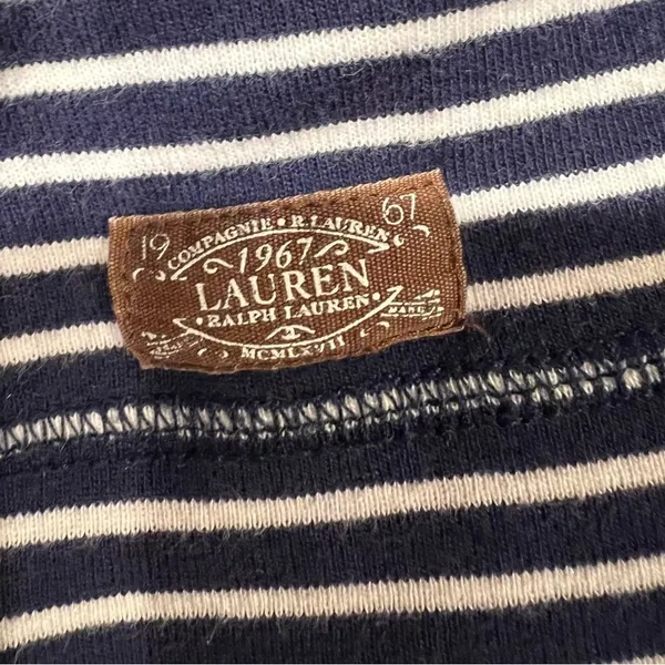 Lauren Ralph Lauren striped sweater with faux suede elbow patches size M - Image 7