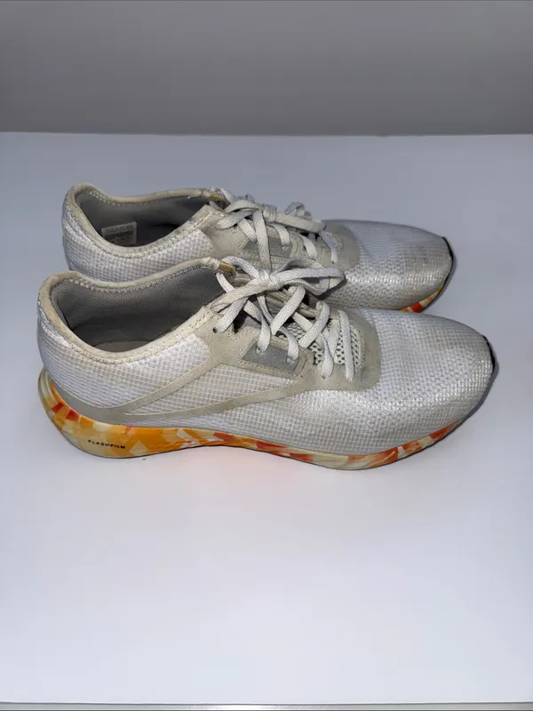 Reebok White Running Sneakers with Orange Yellow Marble Midsole - Image 5
