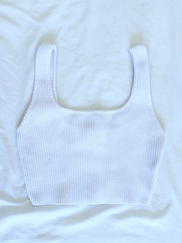Aritzia Babaton Sculpt Knit Squareneck Cropped Tank - White - XS - Image 9