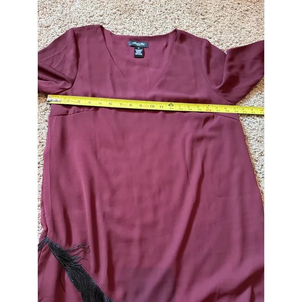 Anna Cai Maroon Fringe Dress Size Medium. Date Night Outtings Get Together - Image 4