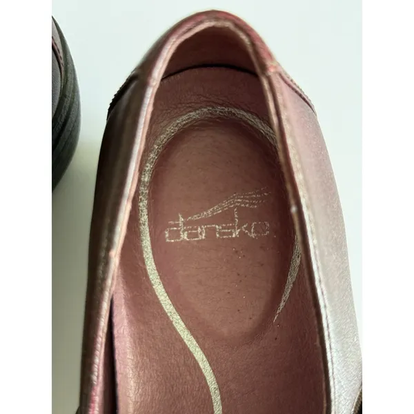 Dansko Womens Adelle Mary Jane Shoes Size 36 6 Burgundy Red Leather Wedge‎ Heels - Image 6