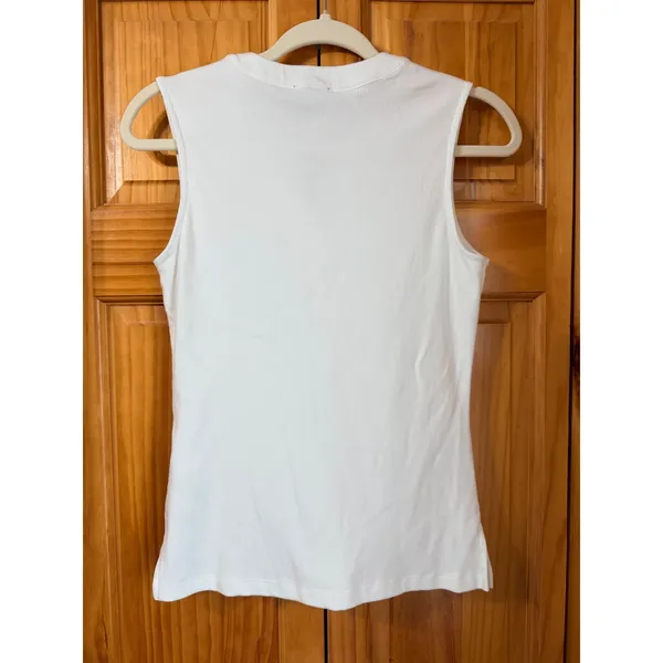 RAILS Mayla Sleeveless Henley Tank Top Women's Medium White Ribbed Knit M‎ - Image 3