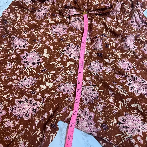 NWOT Free people lux floral jumpsuit ruffle brown‎ pink Sz S - Image 10
