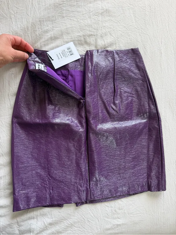 Showpo. Shimmery Purple Faux Leather‎ Mini Skirt - Image 4