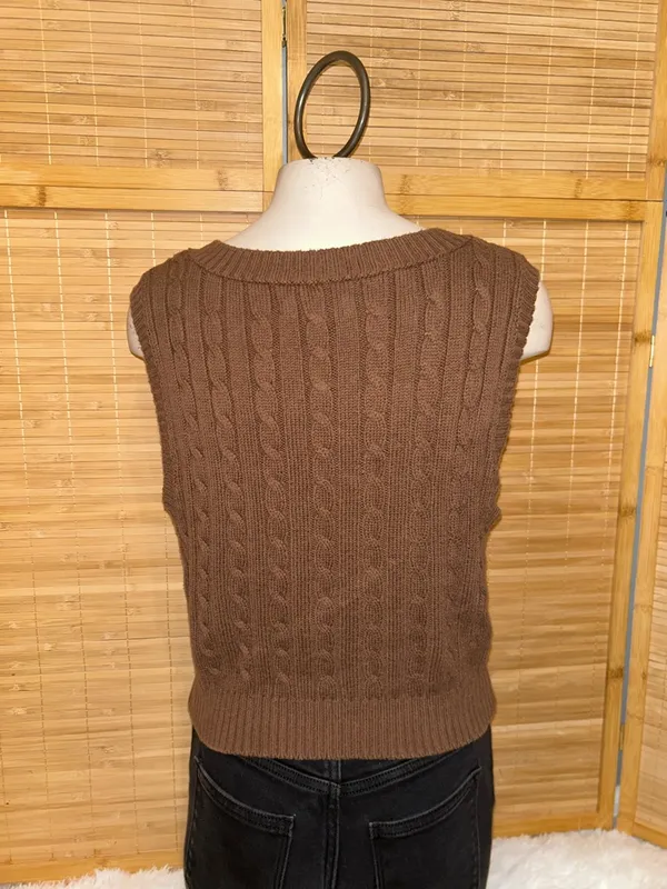Vintage 90s Y2K American Eagle brown sweater vest woman’s medium - Image 2