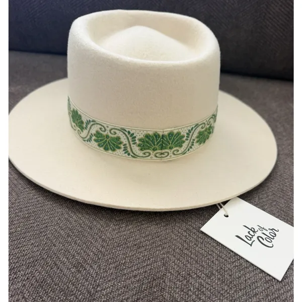 NWT Lack Of Color IVY BEVERLY Australian Wool Hat | Ivory & Green Large - Image 5
