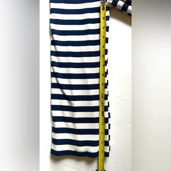 Ralph Lauren Zipper-Trim Top Navy and White Striped Long‎ Sleeve Top Sz Medium - Image 8
