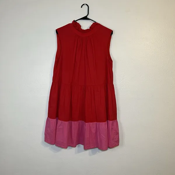 Petal And Pup Bradshaw Color block Tiered Cotton Shift Dress Size Large - Image 3