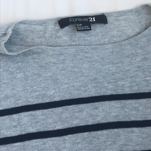 Forever 21 Small Navy Blue/Gray Striped Sweater - Image 2