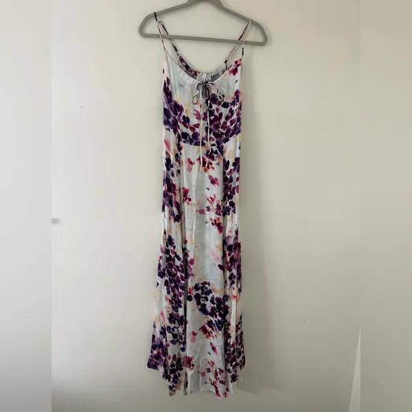 Revolve NWT- SOMEDAYS Lovin Lonely Ivory Floral Print Side Slit MaxiDress size xs - Image 9