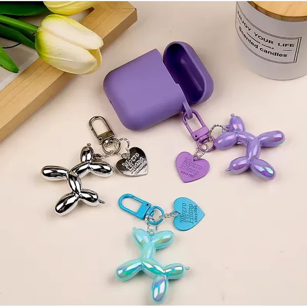 Boutique NEW Iridescent Purple Balloon Dog Keychain Purse Charm Y2K‎ - Image 6
