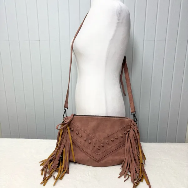 Danielle Nicole Western Pink Crossbody Bag‎ with Fringe - Image 3