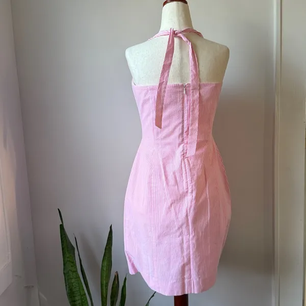 Lilly Pulitzer Pink Halter Sundress Size 6 Classic Mini Dress with Front Ruffle - Image 3