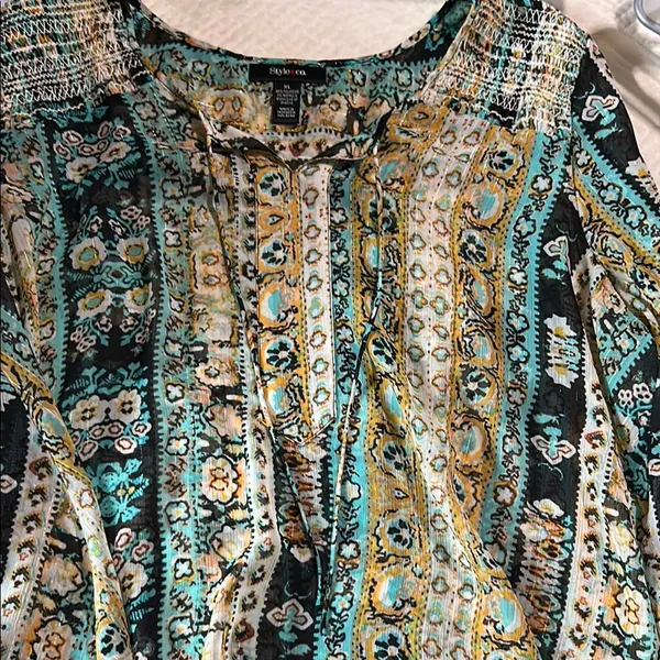 Women's Multicolor Bohemian Top Blue Size XL - Image 2