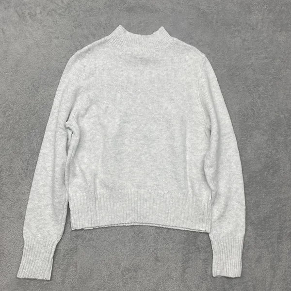 American Eagle Sweater Womens M White Smiley Graphic‎ Mock Neck AE New - Image 3