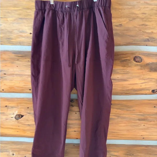 Old Navy Stretch Tech Maroon Pants size Large - Image 3