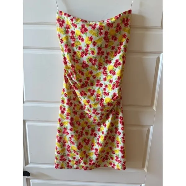 Amy Matto Floral Lemon‎ Print Mini Dress XS Euro Summer Coquette Y2K - Image 5