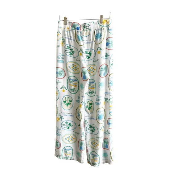 Monteau Los Angeles Lounge Pants Womens XL White La Dolce Vita Positano Wide Leg - Image 2
